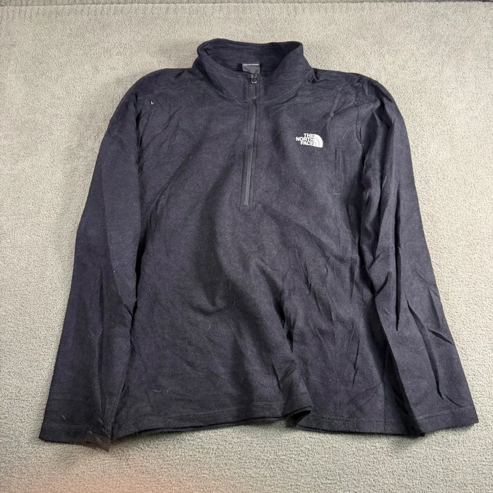 The North Face Mens Black Textured Fleece Quarter Zip Pullover XXL Mock Neck
